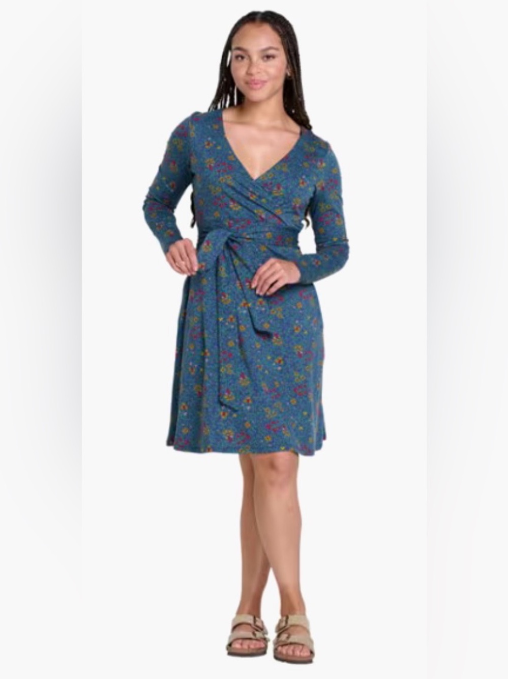 NWT [Toad&Co] Cue Wrap V-Neck Long-Sleeve Stretch Tie Dress w/ Pockets Women’s M - Picture 5 of 16